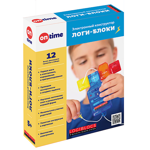 Конструктор ON TIME Электронный конструктор ЛОГИ-БЛОКИ, 12 проектов